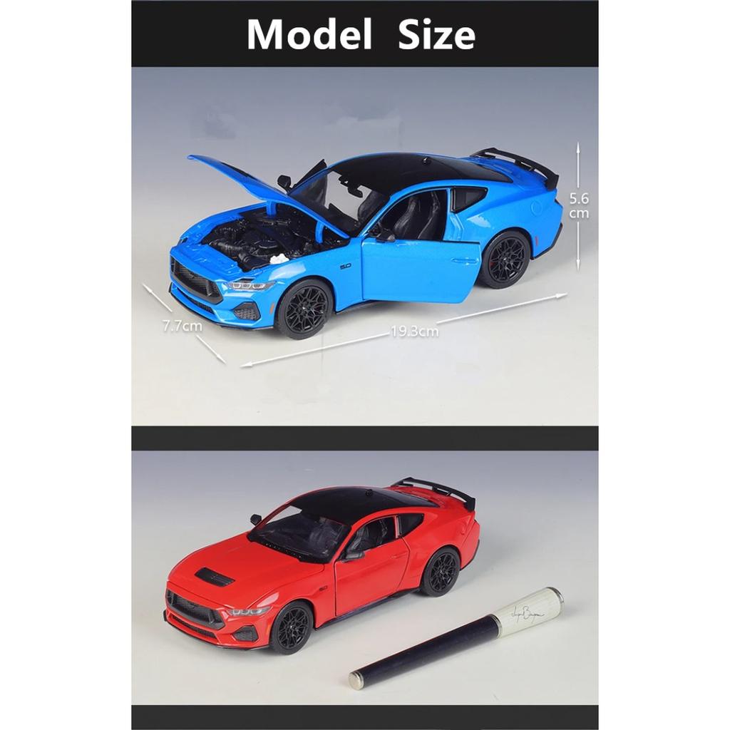 Welly 1/25 2024 Ford Mustang GT Alloy Sports Car Model Diecast Metal Racing Car Vehicles Model High Simulation Children Toy Gift