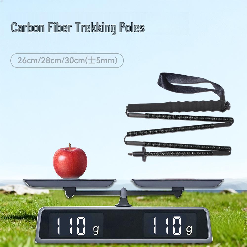 Silver Carbon Fiber Ultra-light Foldable Trekking Poles for Hiking, Camping, and Mountaineering