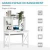 Desk with Storage Modern Wooden Bookcase Desk with Shelves and Large Top for Small Spaces Home Bedroom, 105 x 50 x 137.5 cm, White