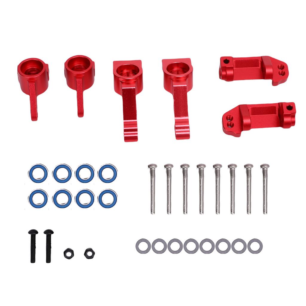 RC Car Front Steering Blocks Caster Blocks and Rear Stub Axle Carriers Kit Replacement for Traxxas Slash 2WD RC Car Red
