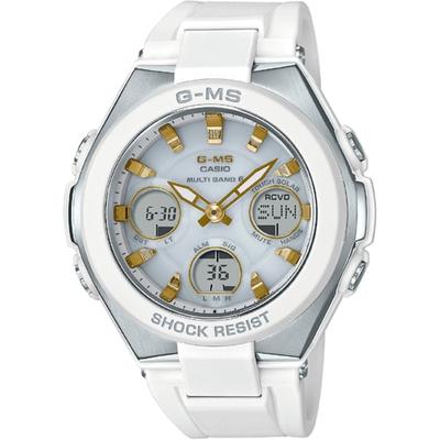 Baby-G MSG-W100-7A2JF [G-ms 2HRadio Wave Solar Watch PL Band White/Gold] Круглые часы белого цвета