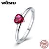 WOSTU Настоящее Серебро 925 Пробы Навсегда Прозрачный Циркон Круглый Кольцо на Палец Женское Свадебное Изящное Ювелирное Изделие Подарок
