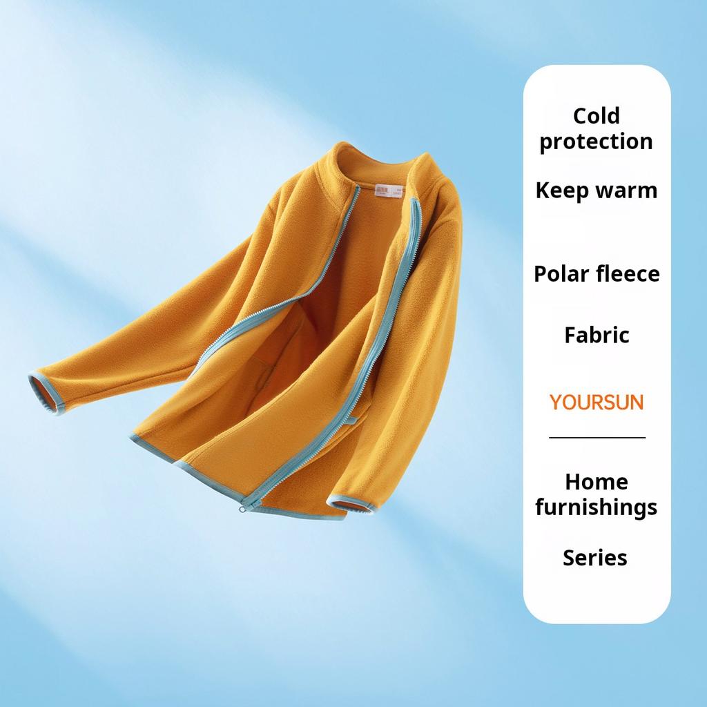 Polar Fleece Warmth Unisex Children's Warm Home Casual Top Polar Fleece Stand up Collar Cardigan