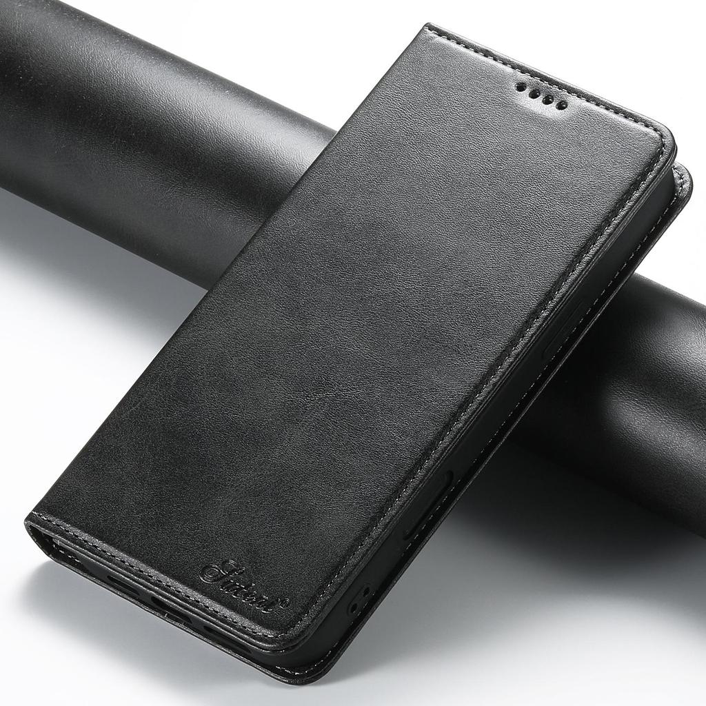 Кожаный чехол-книжка для iPhone 17 Pro Max и Samsung S25 Ultra со слотом для карт и подставкой