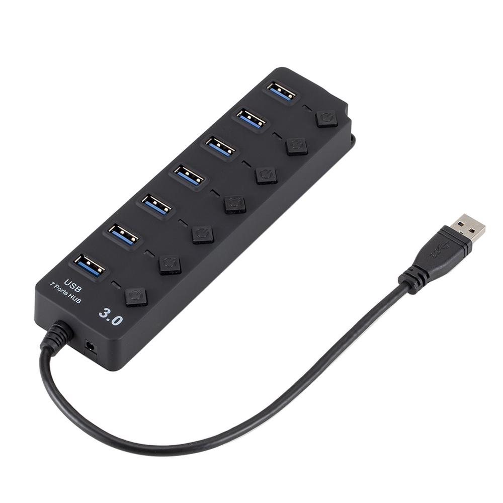 Разветвитель USB 3.0 HUB, 7 портов с переключателями включения/выключения, высокоскоростной микро-разветвитель 5 Гбит/с