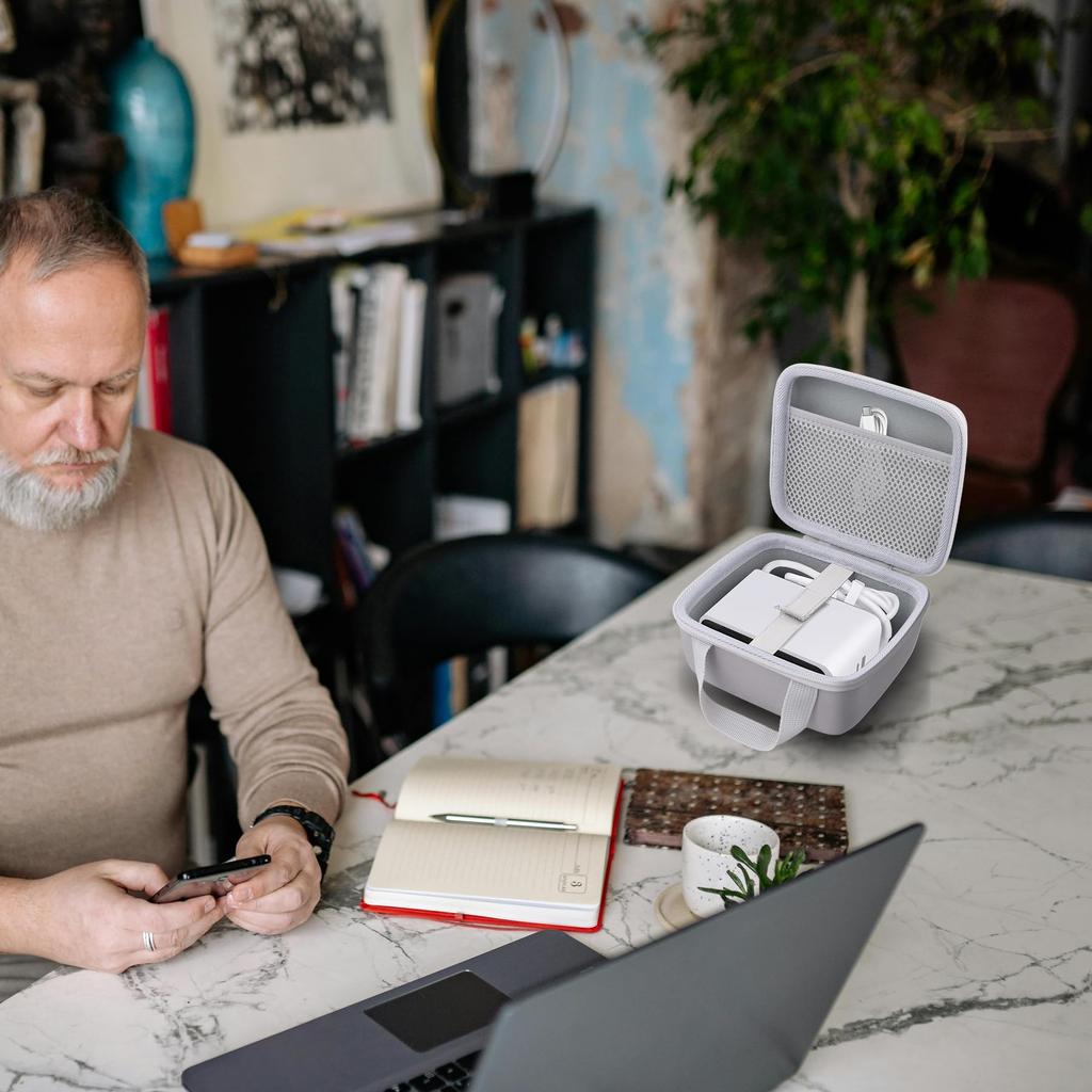 (Только случай) Зарядная станция Anker Nano (7-в-1, 100 Вт, Выдвижной кабель USB-C) USB Разветвитель/Сетевой фильтр с кейсом для хранения, Молочно-белый - co2CREA