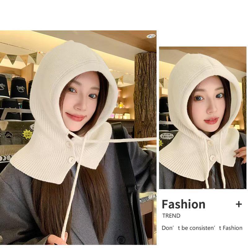 Женская зимняя вязаная шапка-балаклава с шарфом и наушниками