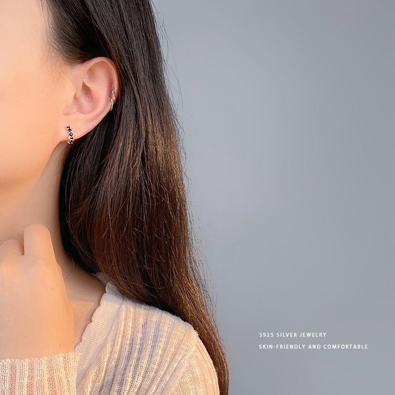 Fashionable Wrapped Zircon Earrings for Women Simple Niche Daily Earrings Temperament Earrings High-end