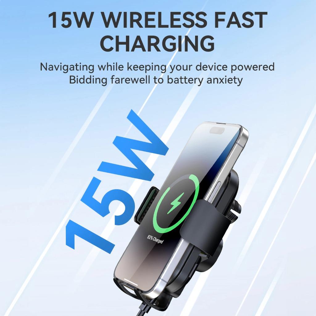 Wozinsky Wumid Phone Holder With 15W Inductive Charger For Car Dashboard - Black