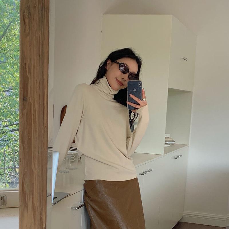 Du Xiaozhai бархатная тонкая теплая рубашка с высоким воротником для женщин - 2024 осень/зима