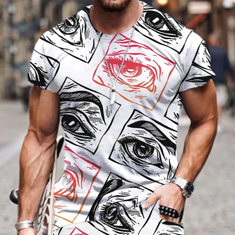 Летняя тенденция ресницы граффити 3D печатная футболка для мужчин повседневная модная футболка уличная мужская дизайнерская одежда негабаритные футболки