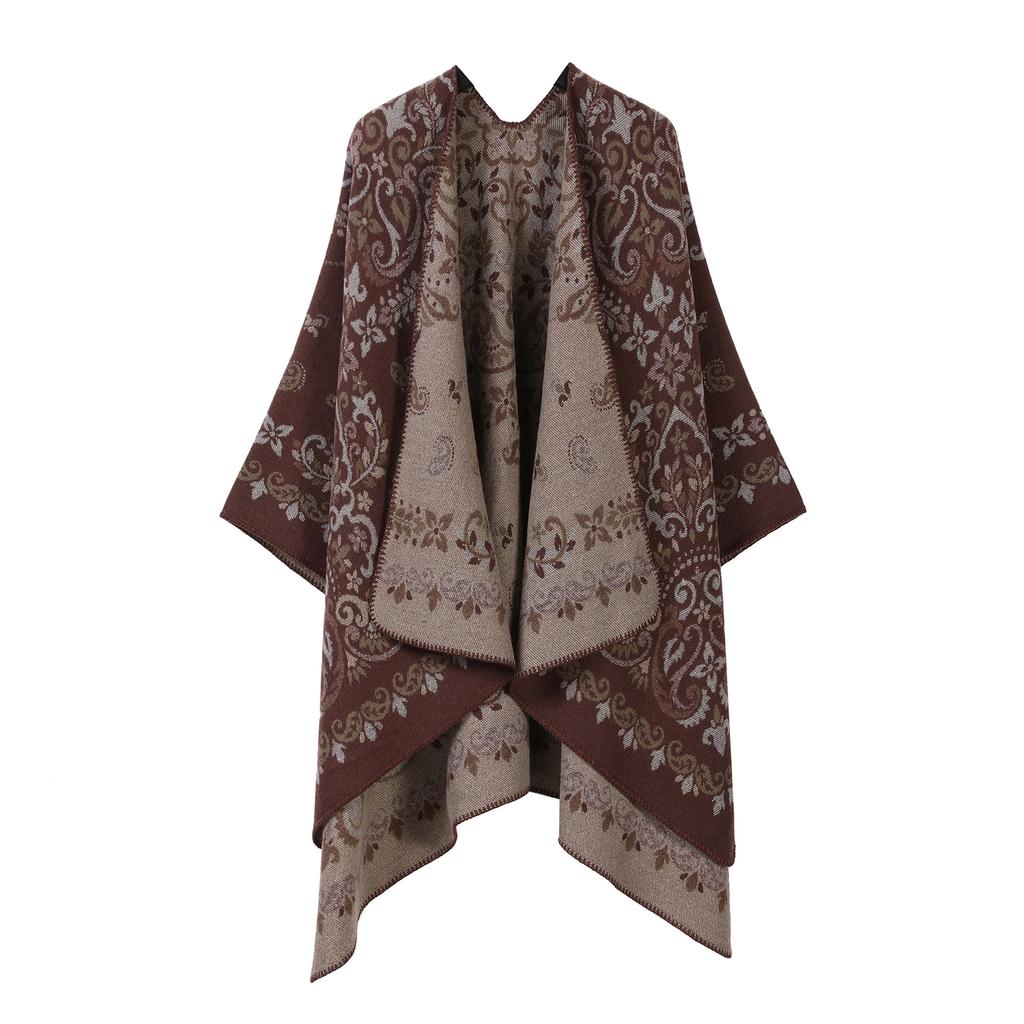Classical Style Women's Shawl Double-sided Tassel Slit Cape High-end Travel Warm Cape