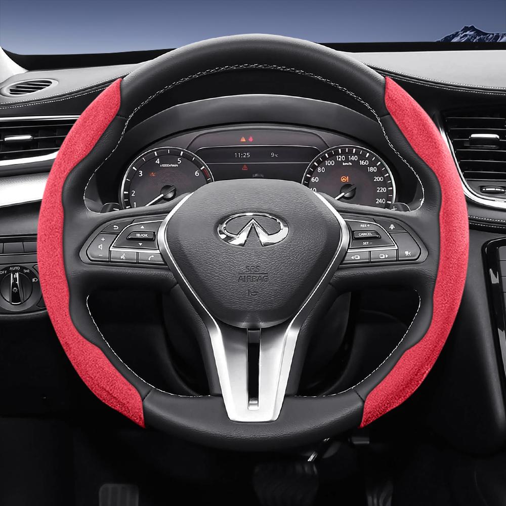 Bpzsw1 Подходит для рулевого колеса Infiniti Sports из замшевой кожи со съемной конструкцией на кнопках для моделей, таких как Q50 Qx50 Qx55