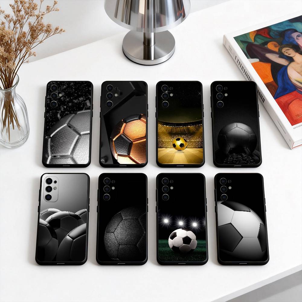 Чехол для телефона F-Football S-Soccer с текстурой стежка Для Samsung S25,S24,S21,S22,S23,S30,Ultra,S20,Plus,Fe,Lite,Note,10, Черная крышка