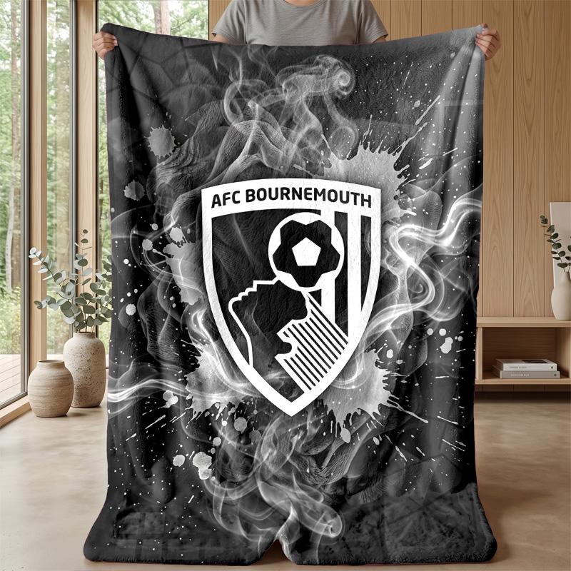 Bournemouth Football Print Flannel Blanket, Soft Warm Lightweight Throw Blanket for Sofa Bed Camping