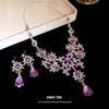 European and American diamond-encrusted flower hollow water drop pendant earrings light luxury high-end bracelet court style elegant and exquisite set