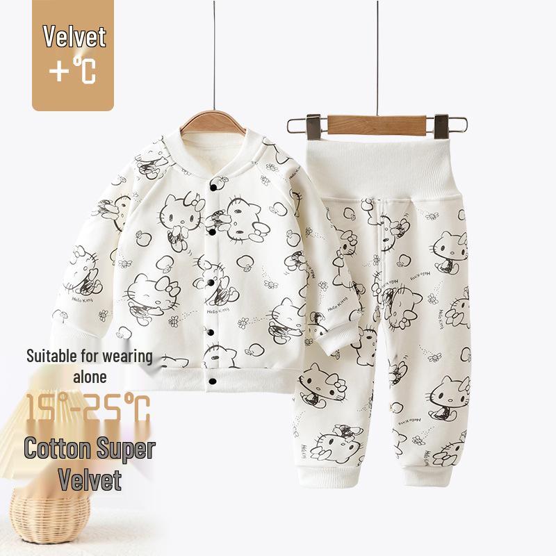 Baby Fleece Set: Warm Autumn & Winter Outing Clothes with High Waist Belly Protection