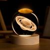 Saturn Crystal Ball, 2.4 Inch Decorative Quartz Glass Ball Sphere with Wooden Base, Paperweight Display Sculpture Home Decor Gifts for Women Friends