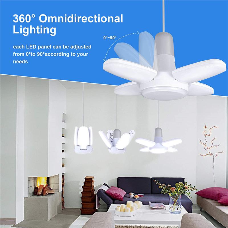 2024 LED Foldable Bulb with Fan Shape Blade Panels for Home Ceiling Light Folding Lamp