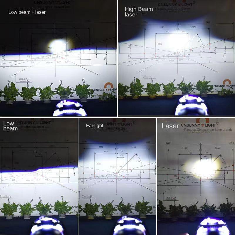 New P40 Double Light Lens Double Light Cup Small Sun Laser Type H4 Fish Eye Light Car and Motorcycle Universal 12V