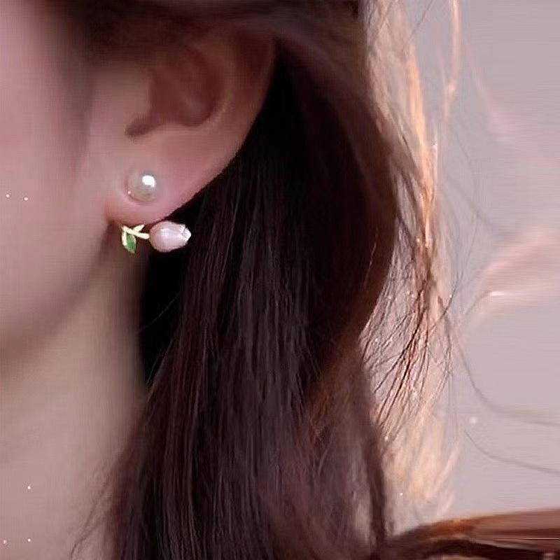 Свежие серьги-тюльпаны, розовый дизайн, чувство до и после ношения жемчужных серег, серьги-тюльпаны для женщин и девочек