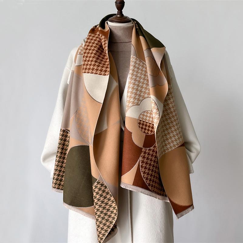 Роскошный зимний шарф из искусственной шерсти женский кашемировый теплый пашмина брендовый фуляр женские шали накидки толстый мягкий буфанда шарфы