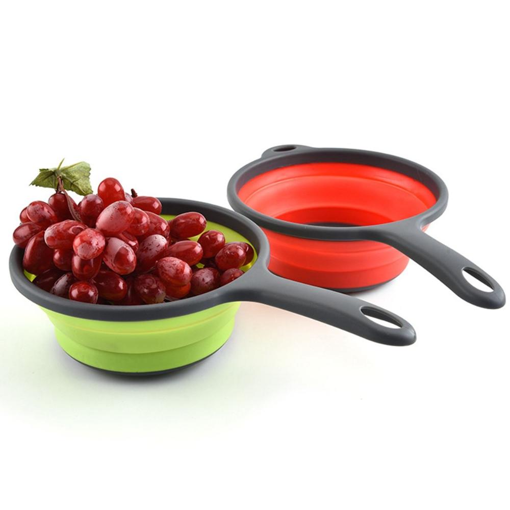 Fruit Silicone Foldable Collapsible Washing Draining Basket Drainer Strainer Colander Dish