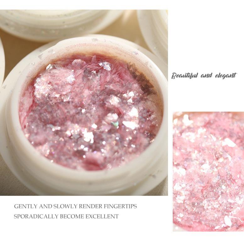 Пудра для дизайна ногтей Aurora Opal Glitter - снежный бархат в японском стиле и поляризованные блестки