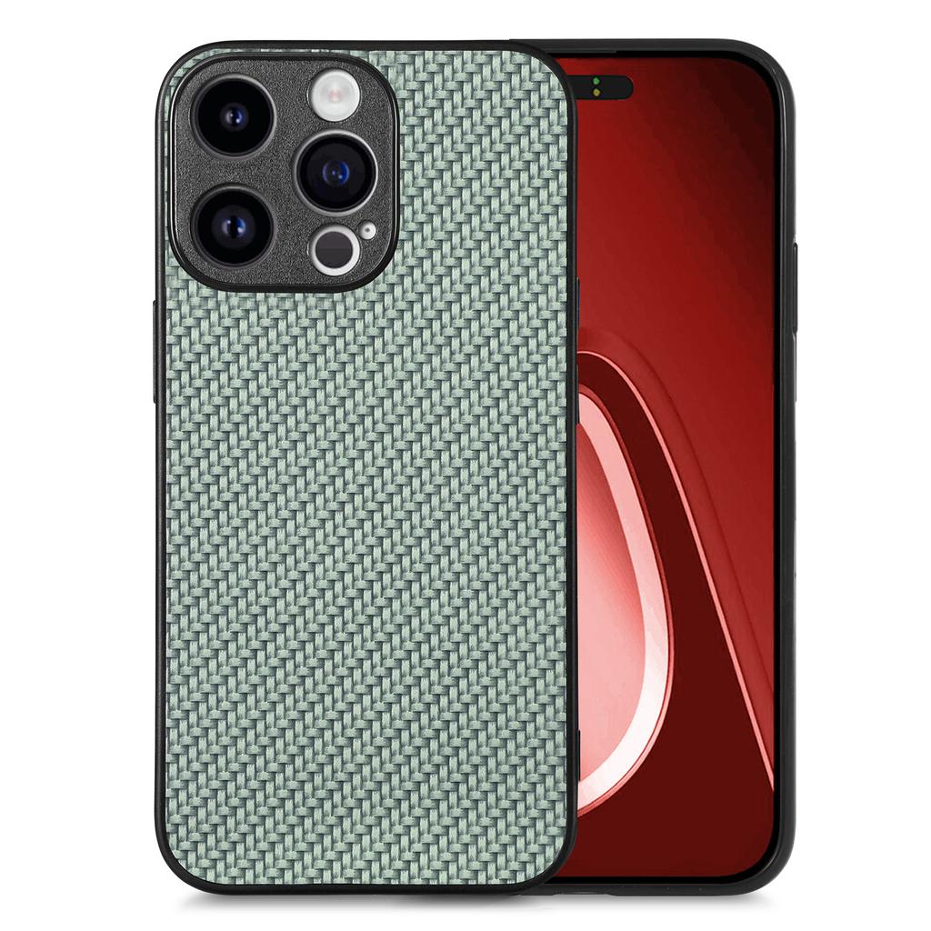 Чехол для iPhone 15 Pro Max с текстурой углеродного волокна, PU+PC+TPU чехол для телефона