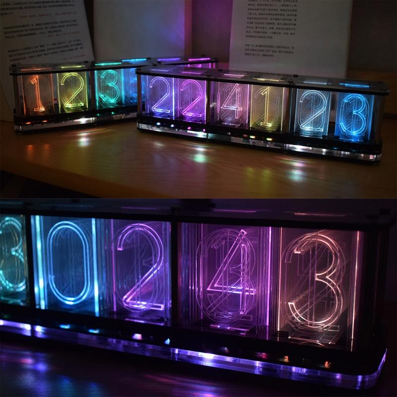 Имитация полноцветного RGB светящегося трубчатого clock LED музыкального спектра DIY наборы Декорация Подарок Ночник Освещение атмосферы