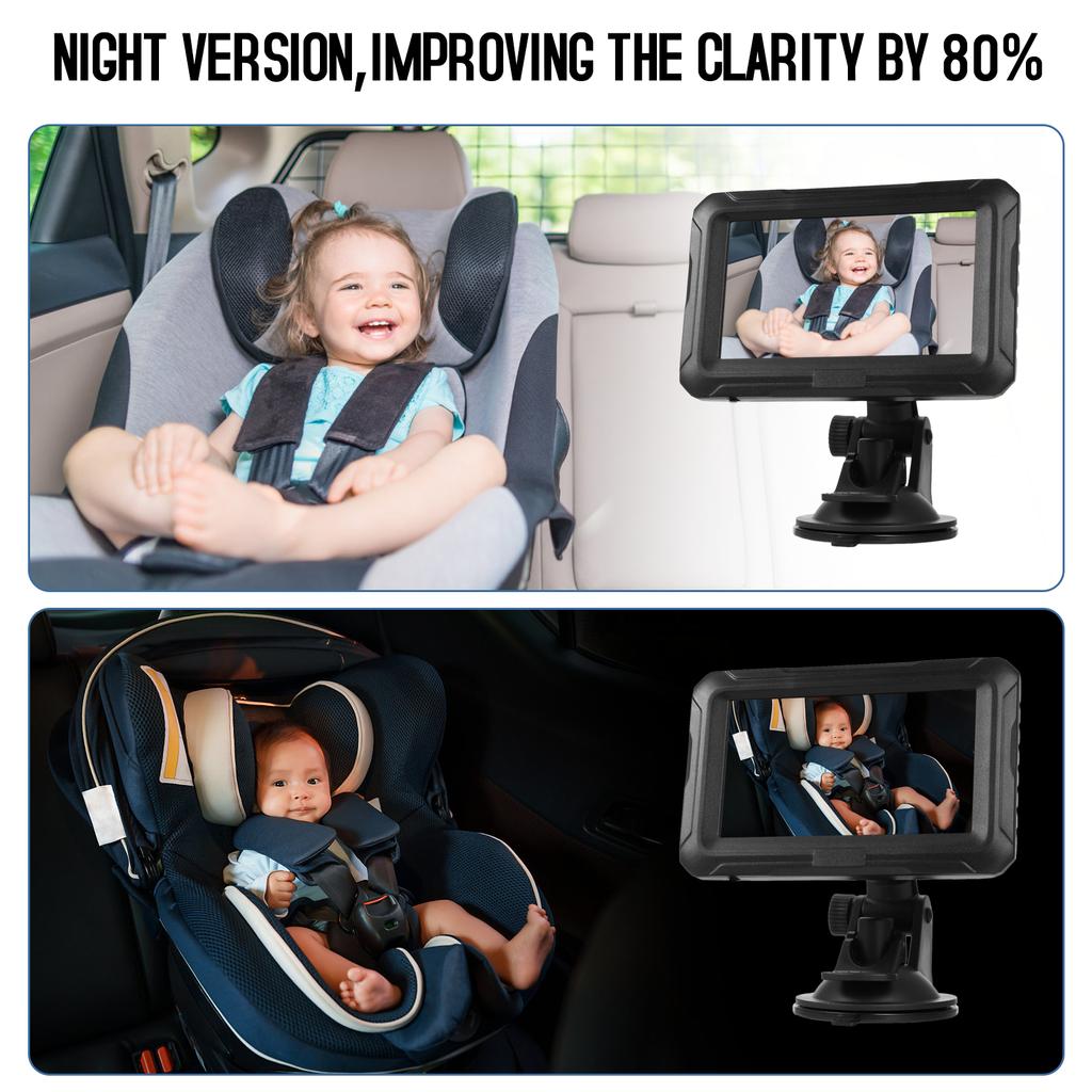 Baby Car Mirror, 1080P Baby Monitor with Camera USB Plug, 4.3  Baby Camera with Night Vision, 150 degrees  Wide View