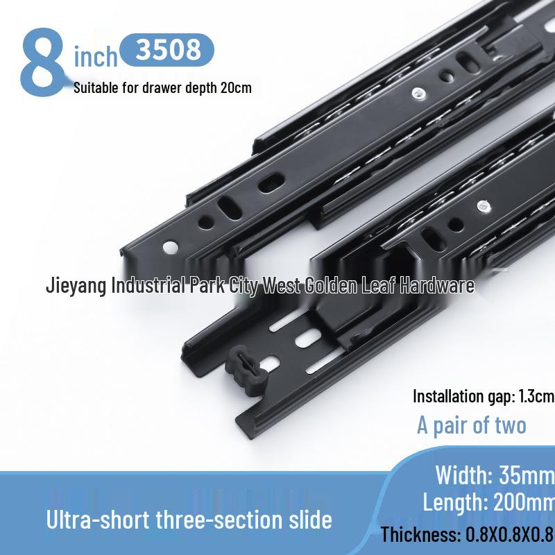 Сверхкороткие 3-секционные направляющие для ящиков 4-6 дюймов для туалетных столиков и ювелирных лотков