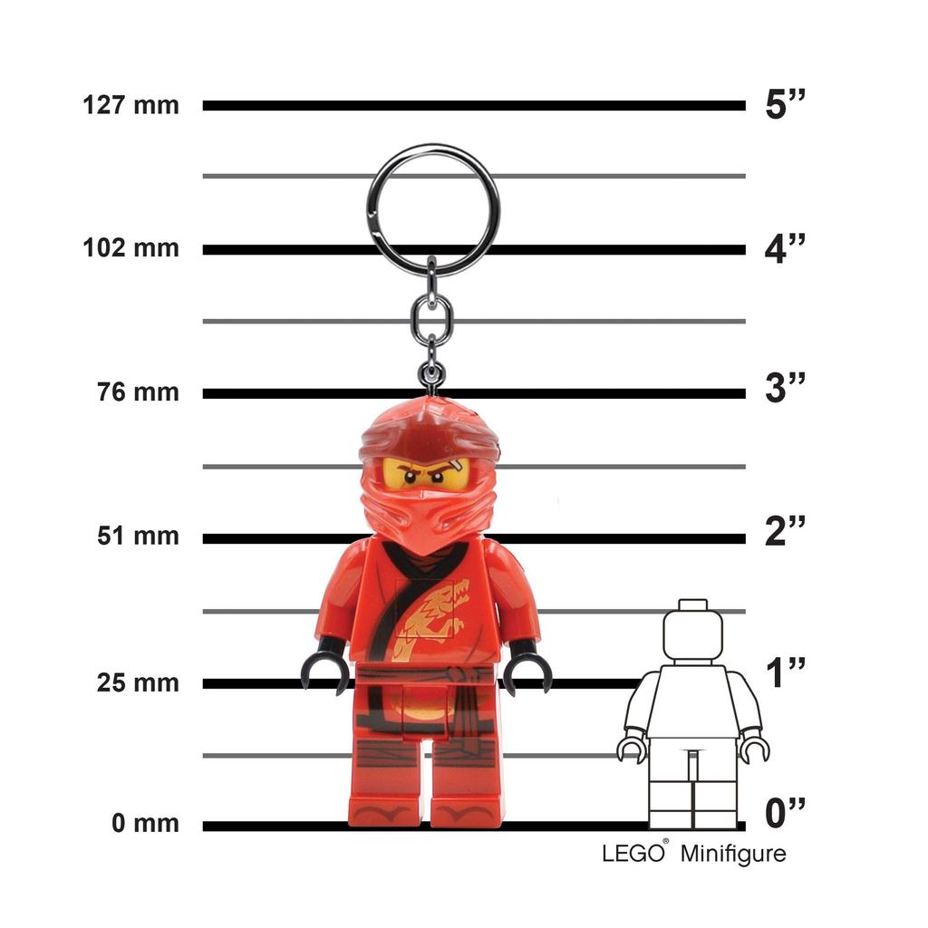 IQ Ninjago Legacy Red Ninja Kai Keychain with LED Key Light, Block Toy Doll, Articulated Mini Figure
