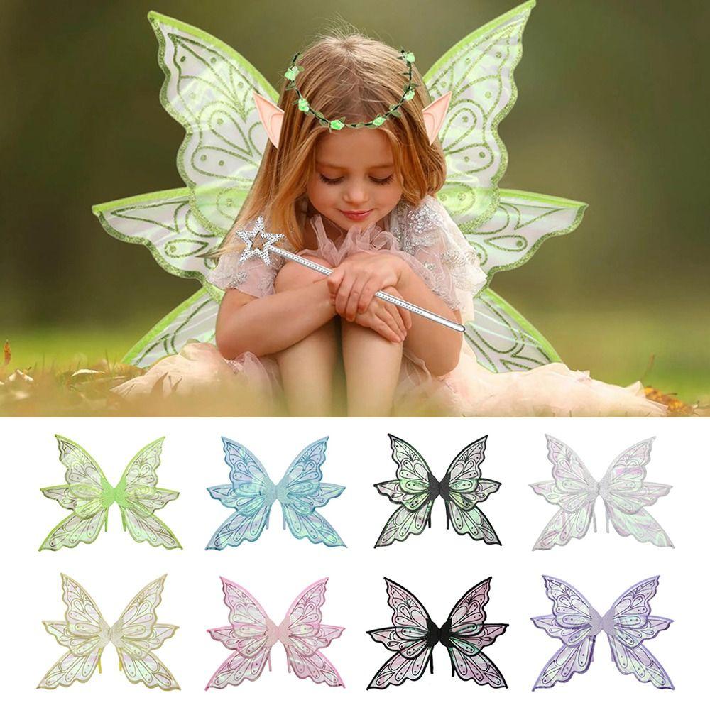 Sparkling Organza Butterfly Wings Girls Angel Wings  for Halloween Dress Up Party Favor Gift