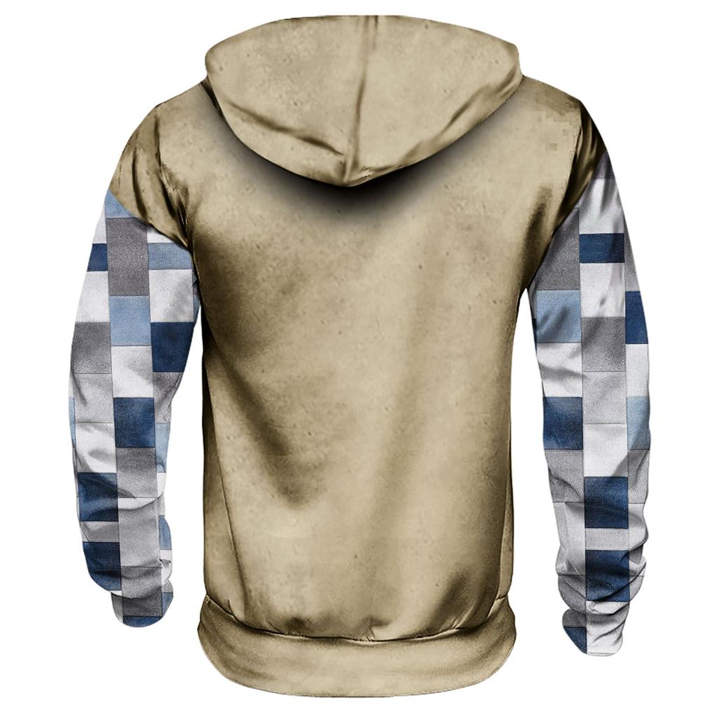 Осенний мужской свитер с большим капюшоном и цифровым принтом, новый большой базовый свитер