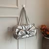 Женская повседневная сумка через плечо большой вместимости в корейском стиле, сумка подмышкой, милая и мягкая сумка с бантом