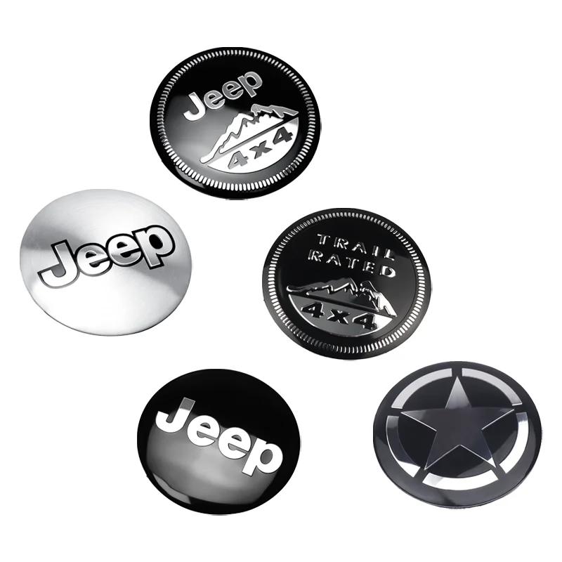 4Pcs 56mm 60mm Car Wheel Center Cap Sticker Hub Cover Decal For Jeep Wrangler Grand Cherokee Compass Renegade Gladiator AMQ1