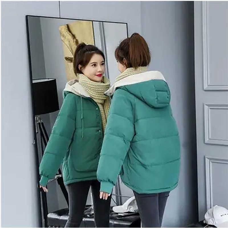 Women Down Padded Jacket Female Winter Student Korean Version Short Padded Jacket Loose Thick Jacket Parka Hooded Coat