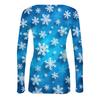 Women's Fashion Slim-Fit Round Neck Base Layer T-Shirt Christmas Print Long-Sleeved Top