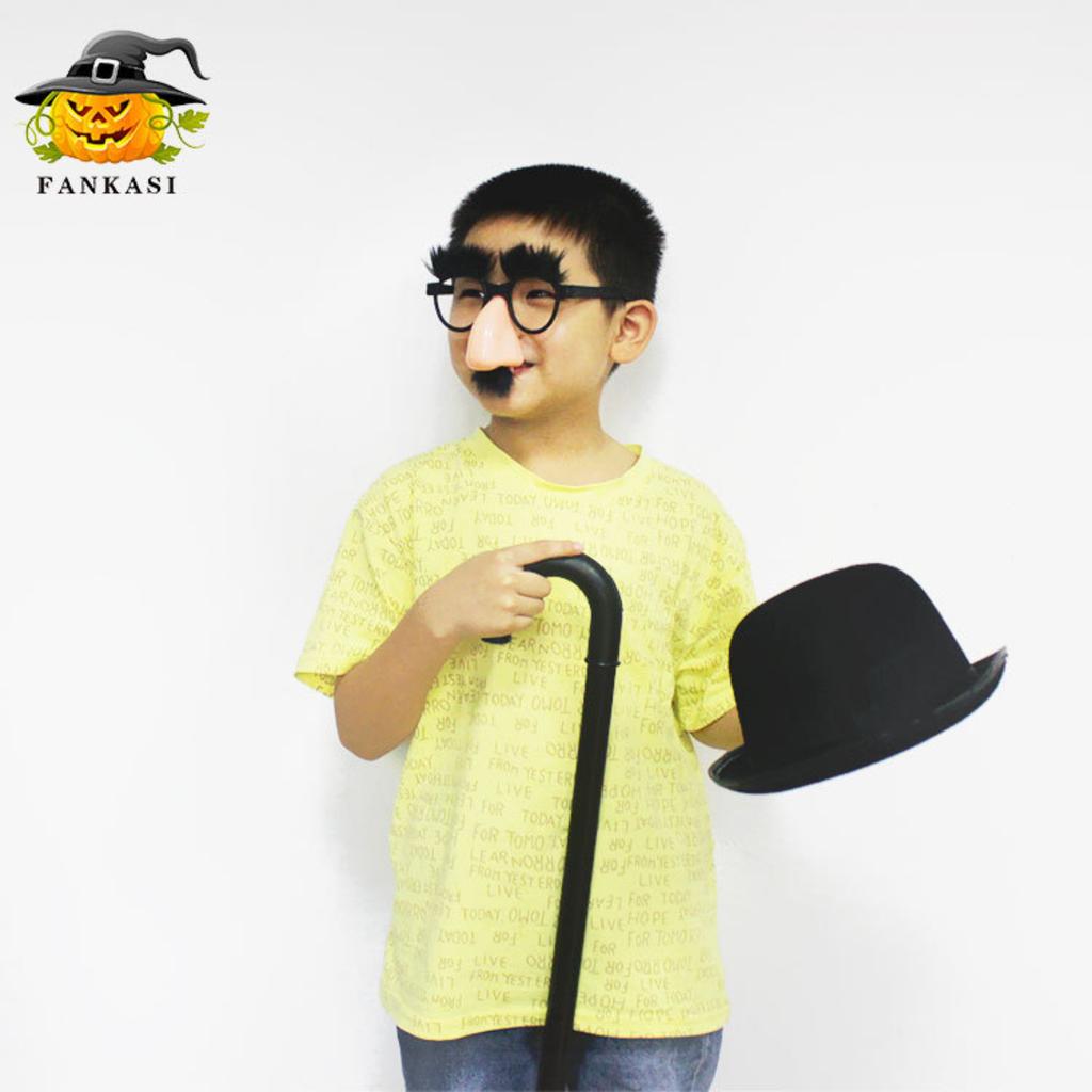Halloween Glasses with Big Nose, Nose Hair and Eyebrows - Funny Magician Prop for Kids, Black Eyebrow Glasses