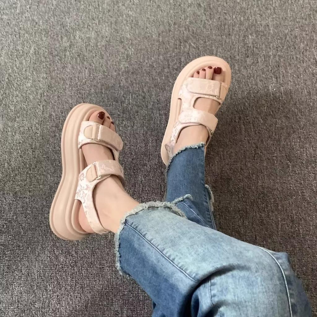 Sandals Women's Summer New Fashion Heightening Student Velcro Sandals Women's Comfortable and Versatile