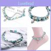 Vintage Blue Starfish Shell Anklet Beach Turtle Anklet Vacation Rice Bead Anklet