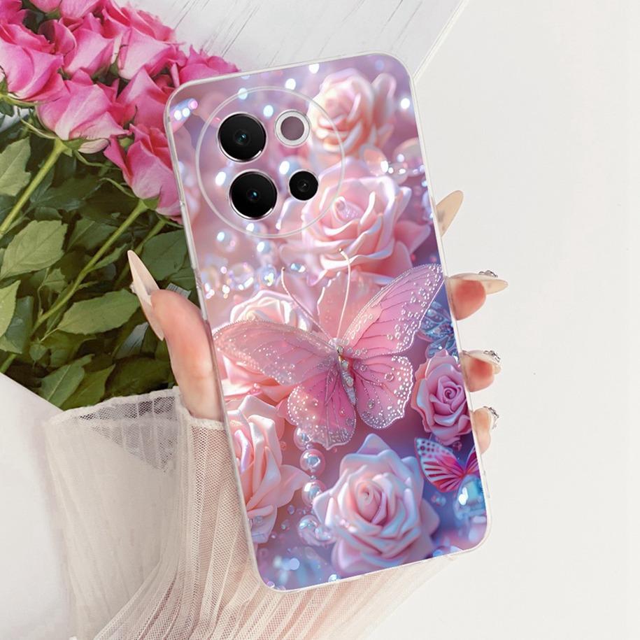 Case For Vivo V40 Lite 5G Cover 6.78" Popular Flower Soft Transparent Silicone TPU Bumper For Vivo V40Lite Global Phone Case New