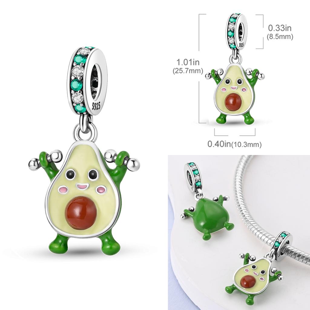 925 Silver Green Series Tree Cactus Avocado Pendant DIY Charm Beads Fit Bangle Charms Bracelet Women Jewelry