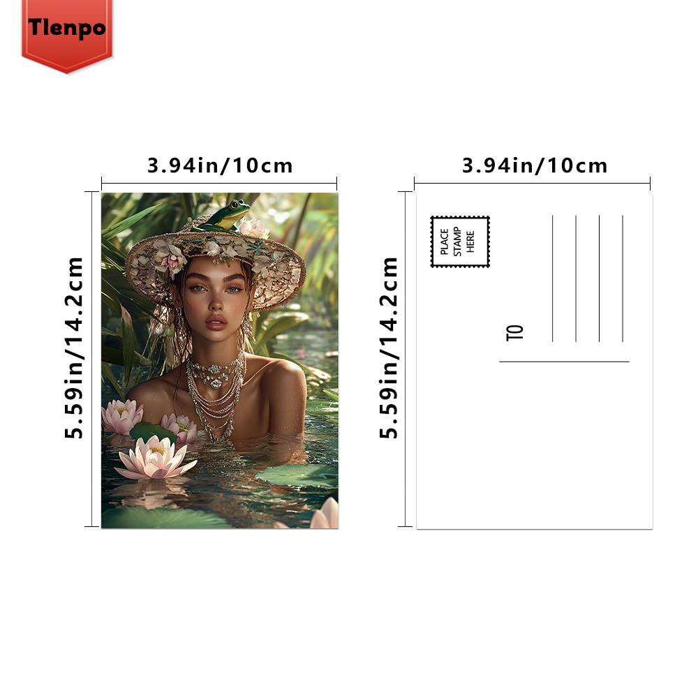 32 шт., Черная открытка, Цветок лотоса, Лягушка, Подарок на день рождения/юбилей, Коллекционный, Подходит для дарения, Можно отправить по почте.