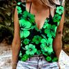 Women Tanks Sexy V Neck Sleeveless Summer Tops Vest 3D Flower Pattern Print Cool Lightweight Tops