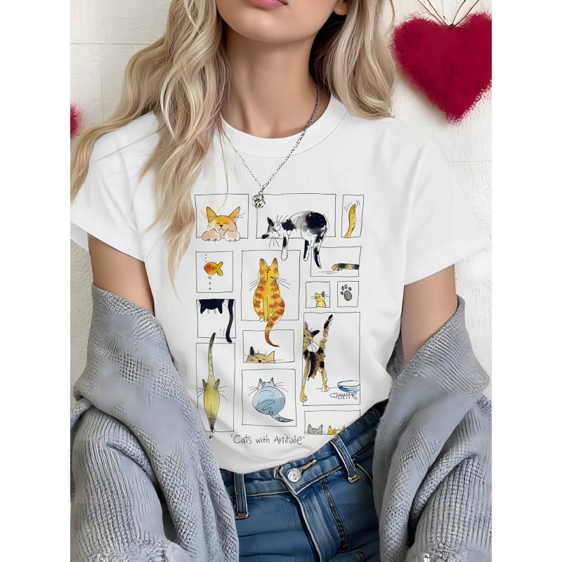 Casual Loose Fit Round Neck Short Sleeve T-Shirt With 3D Dog Print Women Men 2025