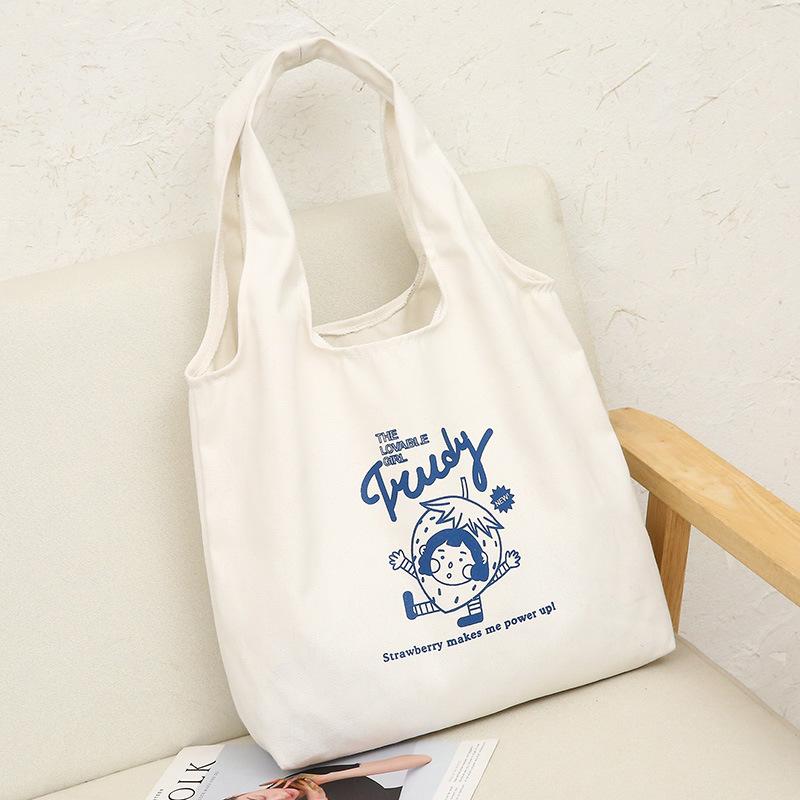 Fashion Single Shoulder Portable Large-capacity Canvas Bag Women's Bag Simple and Fresh Shopping Bag Can Be
