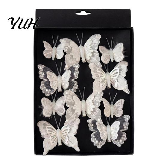 Wedding Holiday Butterfly Decor 1 Set Glitter Christmas Ornament, Double Layer Sequins Artificial for Hanging Tree, Festive Home Decoration