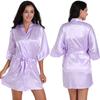 Women's Solid Color Short Silk Robe Bridesmaid Party Satin Robe Bride Wedding Pajamas Home Wear